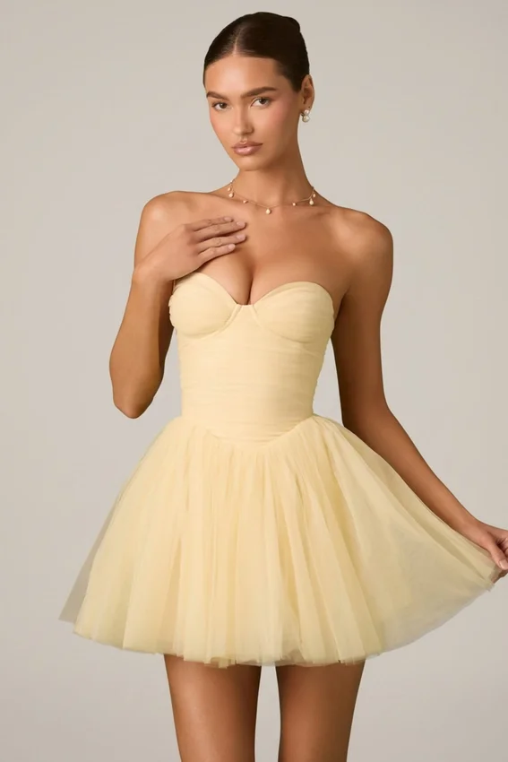 Dottie Tulle Corset Miniklänning i gult Dottie Tulle Corset Miniklänning i gult