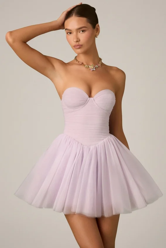 Dottie Tulle Corset Miniklänning i Lilac Dottie Tulle Corset Miniklänning i Lilac