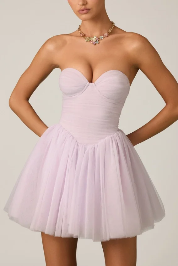 Dottie Tulle Corset Miniklänning i Lilac Dottie Tulle Corset Miniklänning i Lilac