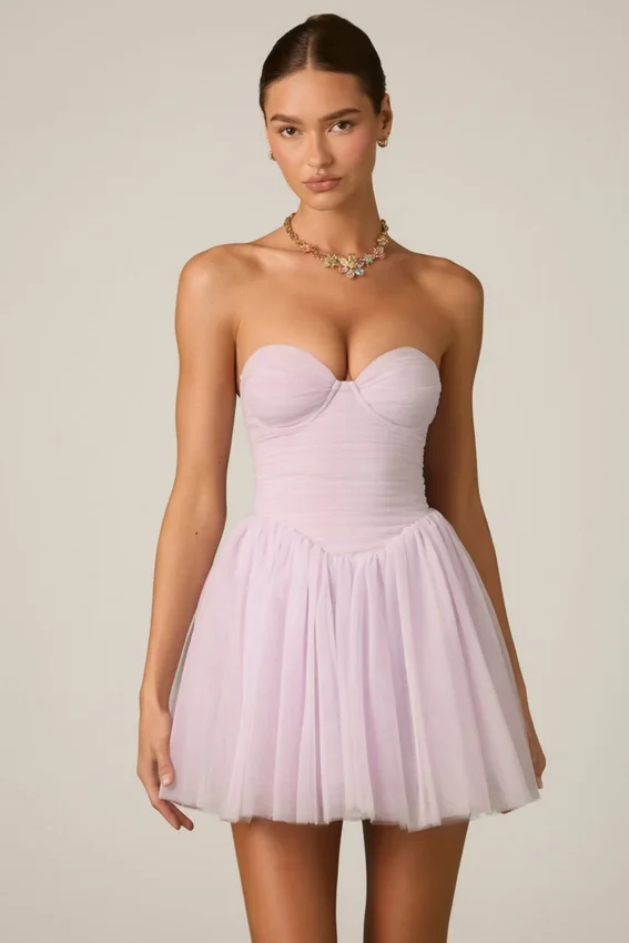 Dottie Tulle Corset Miniklänning i Lilac Dottie Tulle Corset Miniklänning i Lilac