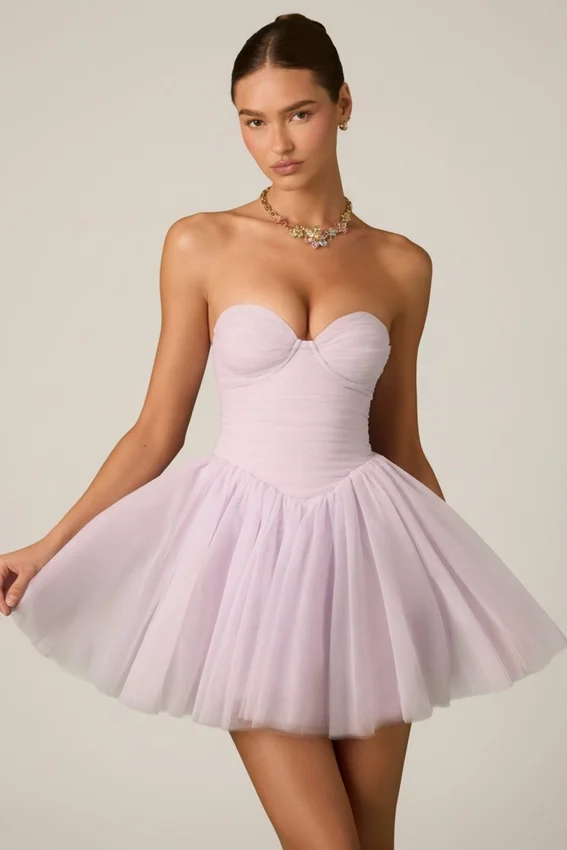 Dottie Tulle Corset Miniklänning i Lilac Dottie Tulle Corset Miniklänning i Lilac