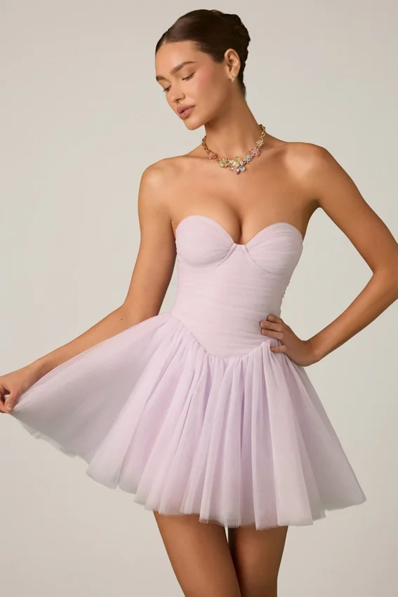 Dottie Tulle Corset Miniklänning i Lilac Dottie Tulle Corset Miniklänning i Lilac