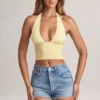 Drew Modal Halterneck Top i Lemon Sherbet Drew Modal Halterneck Top i Lemon Sherbet