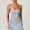 Eden Embellished Draped Strapless A-Line Miniklänning i himmelsblått Eden Embellished Draped Strapless A-Line Miniklänning i himmelsblått