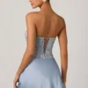 Eden Embellished Draped Strapless A-Line Miniklänning i himmelsblått Eden Embellished Draped Strapless A-Line Miniklänning i himmelsblått