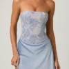 Eden Embellished Draped Strapless A-Line Miniklänning i himmelsblått Eden Embellished Draped Strapless A-Line Miniklänning i himmelsblått