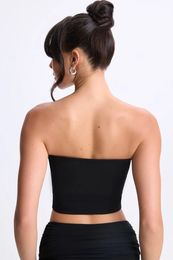Edie Modal Twist-Front Bandeau Top i svart Edie Modal Twist-Front Bandeau Top i svart