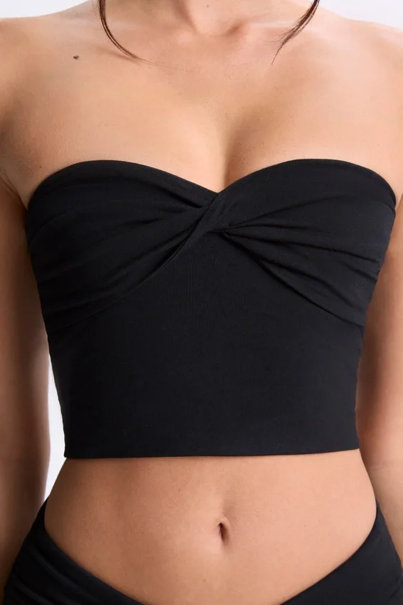 Edie Modal Twist-Front Bandeau Top i svart Edie Modal Twist-Front Bandeau Top i svart