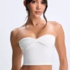 Edie Modal Twist-Front Bandeau Top i vitt Edie Modal Twist-Front Bandeau Top i vitt