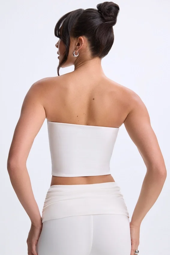 Edie Modal Twist-Front Bandeau Top i vitt Edie Modal Twist-Front Bandeau Top i vitt