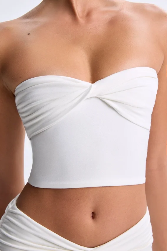 Edie Modal Twist-Front Bandeau Top i vitt Edie Modal Twist-Front Bandeau Top i vitt