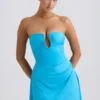 Efia Slinky Jersey Draped A-Line Miniklänning i aquablått Efia Slinky Jersey Draped A-Line Miniklänning i aquablått