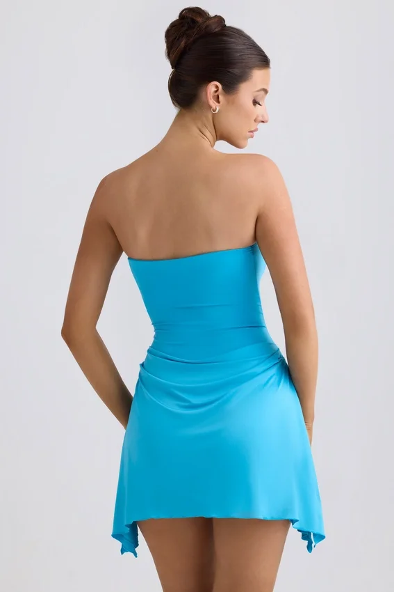 Efia Slinky Jersey Draped A-Line Miniklänning i aquablått Efia Slinky Jersey Draped A-Line Miniklänning i aquablått