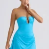 Efia Slinky Jersey Draped A-Line Miniklänning i aquablått Efia Slinky Jersey Draped A-Line Miniklänning i aquablått