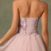 Elia Embellished Lace-Up Cupless Corset i Floral Pink Elia Embellished Lace-Up Cupless Corset i Floral Pink