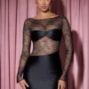 Eliette långärmad draperad bodycon-miniklänning med spetspaneler i svart Eliette långärmad draperad bodycon-miniklänning med spetspaneler i svart