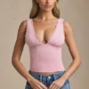 Elinda Modal Plunge-Neck Scallop-Trim Tank Top i Soft Pink Elinda Modal Plunge-Neck Scallop-Trim Tank Top i Soft Pink