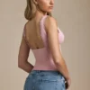 Elinda Modal Plunge-Neck Scallop-Trim Tank Top i Soft Pink Elinda Modal Plunge-Neck Scallop-Trim Tank Top i Soft Pink