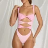 Elirae Cut-Out Thong-baddräkt i rosa Multi Elirae Cut-Out Thong-baddräkt i rosa Multi