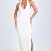 Elisana Modal Lace-Trim Halterneck Maxiklänning i vitt Elisana Modal Lace-Trim Halterneck Maxiklänning i vitt