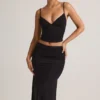 Elma Modal V-ringad rynkad camisole-toppar i svart Elma Modal V-ringad rynkad camisole-toppar i svart