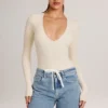 Elodie Modal Plunge långärmad bodys i ivory Elodie Modal Plunge långärmad bodys i ivory