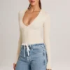 Elodie Modal Plunge långärmad bodys i ivory Elodie Modal Plunge långärmad bodys i ivory
