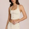 Elowis denimtop i korsettstil med halterneck i färgen Ivory Elowis denimtop i korsettstil med halterneck i färgen Ivory