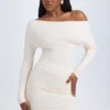 Elsa Modal Off-Shoulder Ruched Miniklänning i Ivory Elsa Modal Off-Shoulder Ruched Miniklänning i Ivory