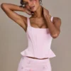 Elvira Premium Satin Lace-Up Corset Top i Baby Pink Elvira Premium Satin Lace-Up Corset Top i Baby Pink