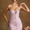 Emira snörningskorsett bandeau mikromini-klänning i mauve Emira snörningskorsett bandeau mikromini-klänning i mauve