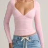 Emry Modal Ruched Long-Sleeve Top i Baby Pink Emry Modal Ruched Long-Sleeve Top i Baby Pink