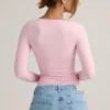 Emry Modal Ruched Long-Sleeve Top i Baby Pink Emry Modal Ruched Long-Sleeve Top i Baby Pink