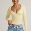 Emry Modal Ruched Long-Sleeve Top i Buttercream Yellow Emry Modal Ruched Long-Sleeve Top i Buttercream Yellow