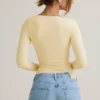 Emry Modal Ruched Long-Sleeve Top i Buttercream Yellow Emry Modal Ruched Long-Sleeve Top i Buttercream Yellow