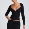 Emry Modal Ruched Long-Sleeve Top i svart Emry Modal Ruched Long-Sleeve Top i svart