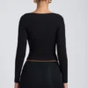 Emry Modal Ruched Long-Sleeve Top i svart Emry Modal Ruched Long-Sleeve Top i svart