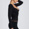 Emry Modal Ruched Long-Sleeve Top i svart Emry Modal Ruched Long-Sleeve Top i svart