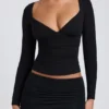 Emry Modal Ruched Long-Sleeve Top i svart Emry Modal Ruched Long-Sleeve Top i svart