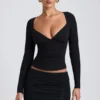 Emry Modal Ruched Long-Sleeve Top i svart Emry Modal Ruched Long-Sleeve Top i svart