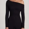 Erisen Modal Off-Shoulder Long-Sleeve Jumpsuit i svart Erisen Modal Off-Shoulder Long-Sleeve Jumpsuit i svart