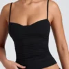 Esme Modal Ruched Layered Tank Top i svart Esme Modal Ruched Layered Tank Top i svart