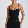 Esme Modal Ruched Layered Tank Top i svart Esme Modal Ruched Layered Tank Top i svart