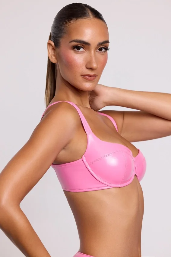 Estelle vinyl-bralette med bygel i rosa Estelle vinyl-bralette med bygel i rosa
