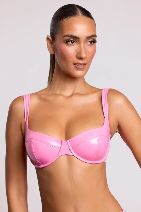 Estelle vinyl-bralette med bygel i rosa Estelle vinyl-bralette med bygel i rosa
