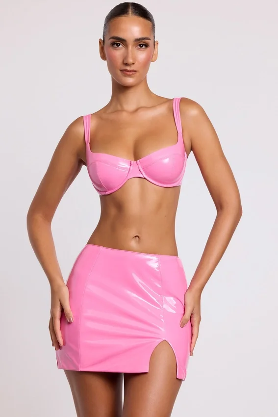 Estelle vinyl-bralette med bygel i rosa Estelle vinyl-bralette med bygel i rosa