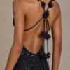 Etoile Embellished Plunge Open-Back Gown i svart Etoile Embellished Plunge Open-Back Gown i svart