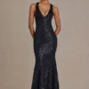 Etoile Embellished Plunge Open-Back Gown i svart Etoile Embellished Plunge Open-Back Gown i svart