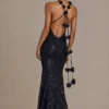 Etoile Embellished Plunge Open-Back Gown i svart Etoile Embellished Plunge Open-Back Gown i svart