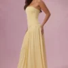 Evelina Jersey Strapless Gown i Butter Yellow Evelina Jersey Strapless Gown i Butter Yellow